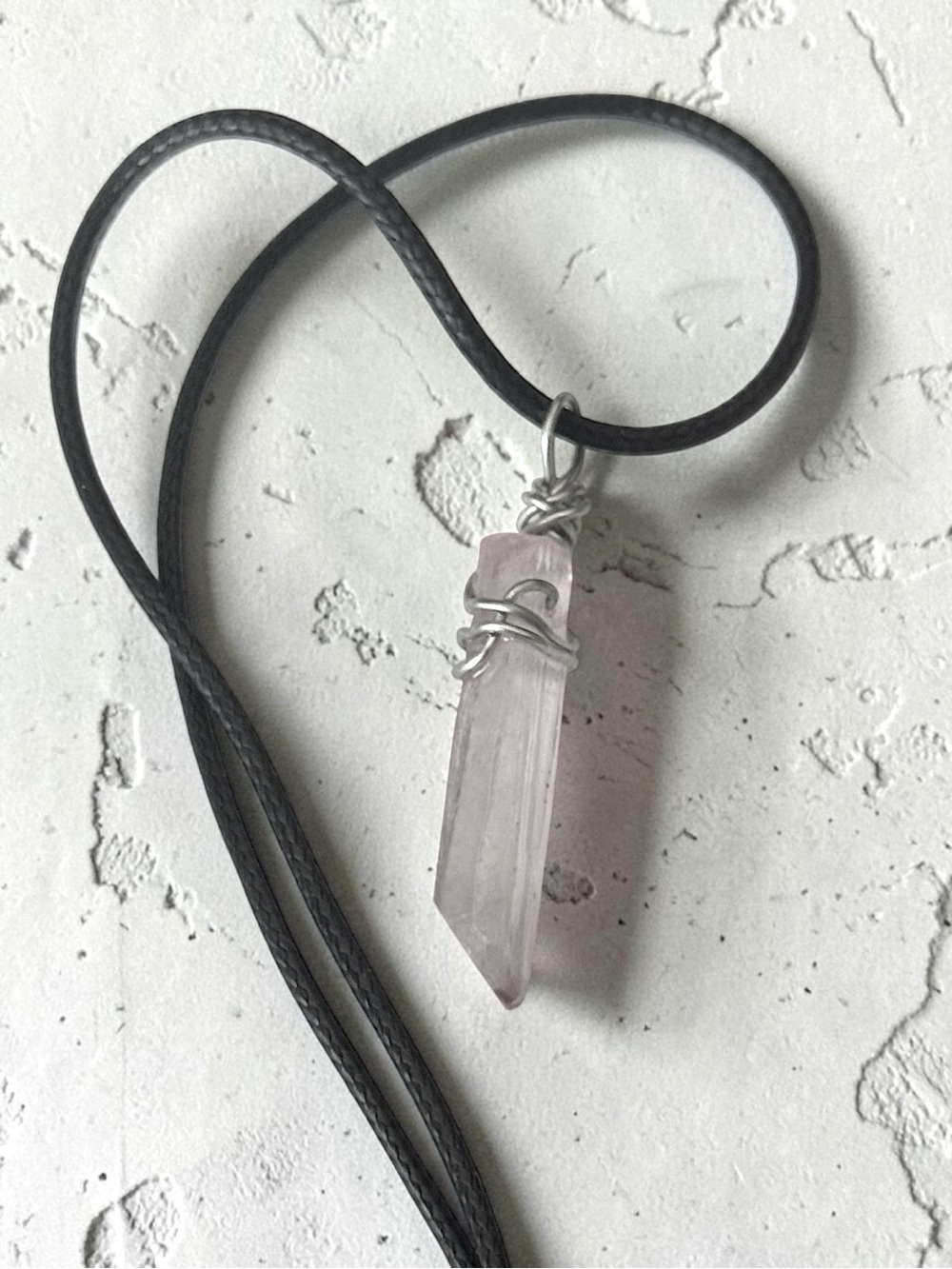 5 For $25💫Wire Wrapped Very Light Pink Quartz Pendant Necklace